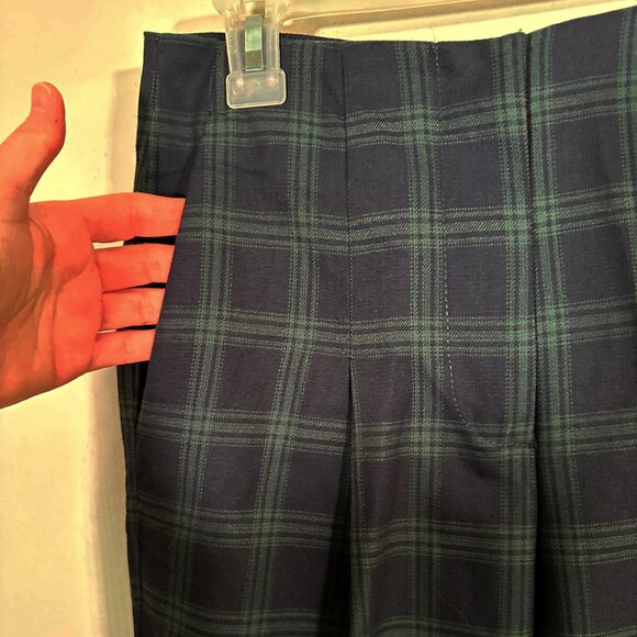 Women's Navy Green Plaid Tartan Wool Blend Pants Size 2 - Missing Tag - Preppy - Picture 5 of 9